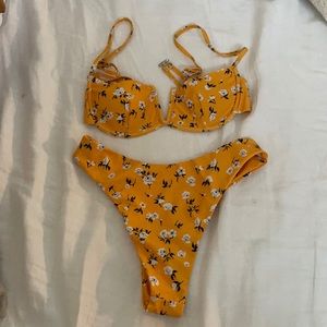 Floral high leg bikini